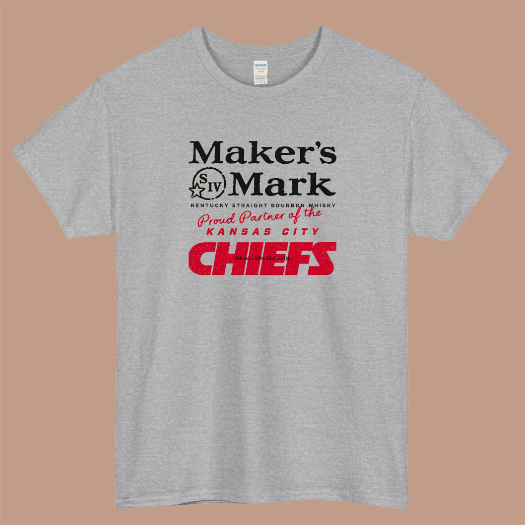 Maker's Mark Kansas City Chiefs 2025 Logo Mens Unisex Short Sleeve T-Shirt Size S-3XL - P