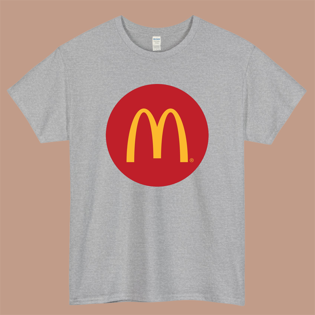 McDonald Logo Mens Unisex Short Sleeve Gray T-Shirt Size S-3XL