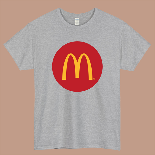 McDonald Logo Mens Unisex Short Sleeve Gray T-Shirt Size S-3XL