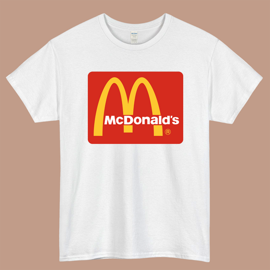 McDonald Classic Logo Mens Unisex Short Sleeve White T-Shirt Size S-3XL