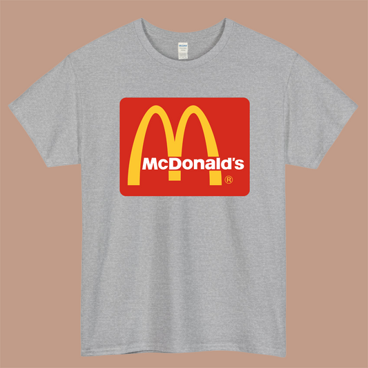 McDonald Classic Logo Mens Unisex Short Sleeve Gray T-Shirt Size S-3XL