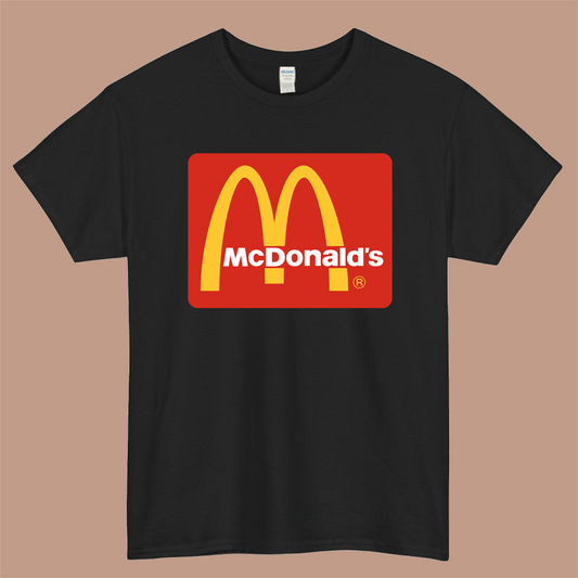 McDonald Classic Logo Mens Unisex Short Sleeve Black T-Shirt Size S-3XL