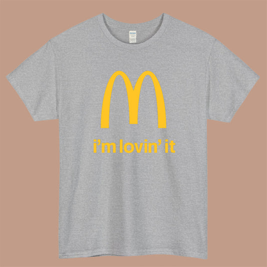 McDonald's I'm Loving It Logo Mens Unisex Short Sleeve Gray T-Shirt Size S-3XL