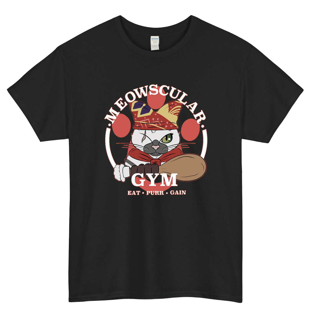Meowscular Gym Fitted Logo Mens Unisex Short Sleeve T-Shirt Size S-3XL - P