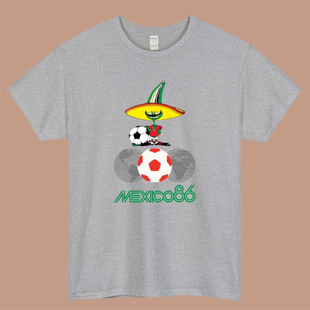 Mexico 86 Essential Logo Mens Unisex Short Sleeve Gray T-Shirt Size S-3XL