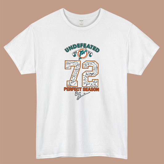 Miami Dolphins Undefeated 1972 72 Perfect Season Logo Mens Unisex Short Sleeve T-Shirt Size S-3XL - P