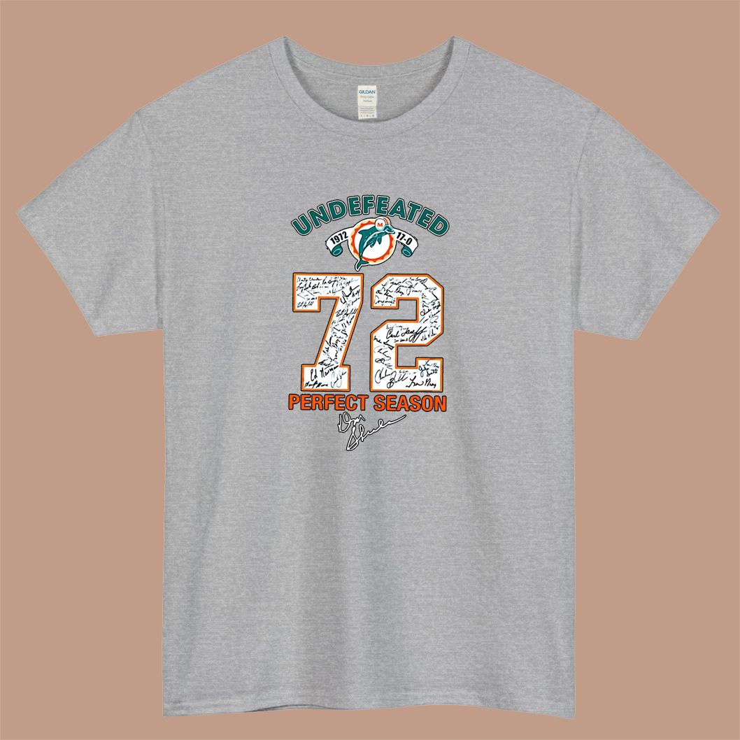 Miami Dolphins Undefeated 1972 72 Perfect Season Logo Mens Unisex Short Sleeve T-Shirt Size S-3XL - P