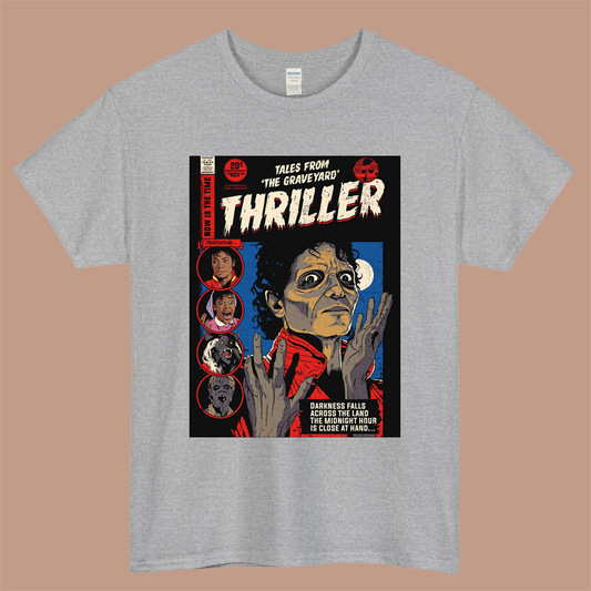 Michael Jackson Thriller 82 Logo Mens Unisex Short Sleeve Gray T-Shirt Size S-3XL