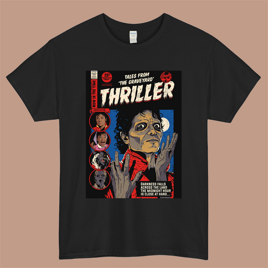 Michael Jackson Thriller 82 Logo Mens Unisex Short Sleeve Black T-Shirt Size S-3XL