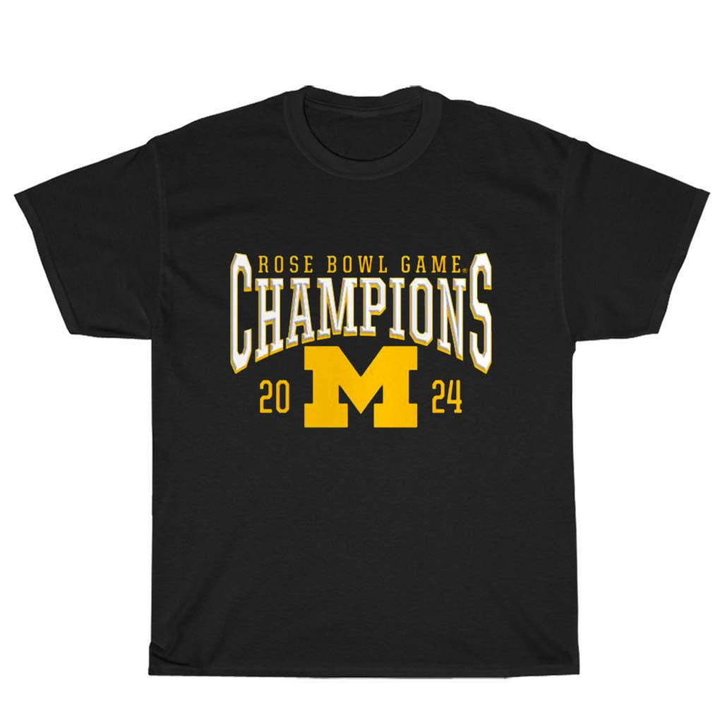 Michigan Wolverines Football Rose Bowl Champs 2024 Logo Unisex Men's T Shirt Size S to 3XL