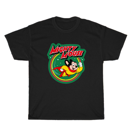 Mighty Mouse Cartoon Retro TV Series Logo Men's Unisex T Shirt Size S to 3XL