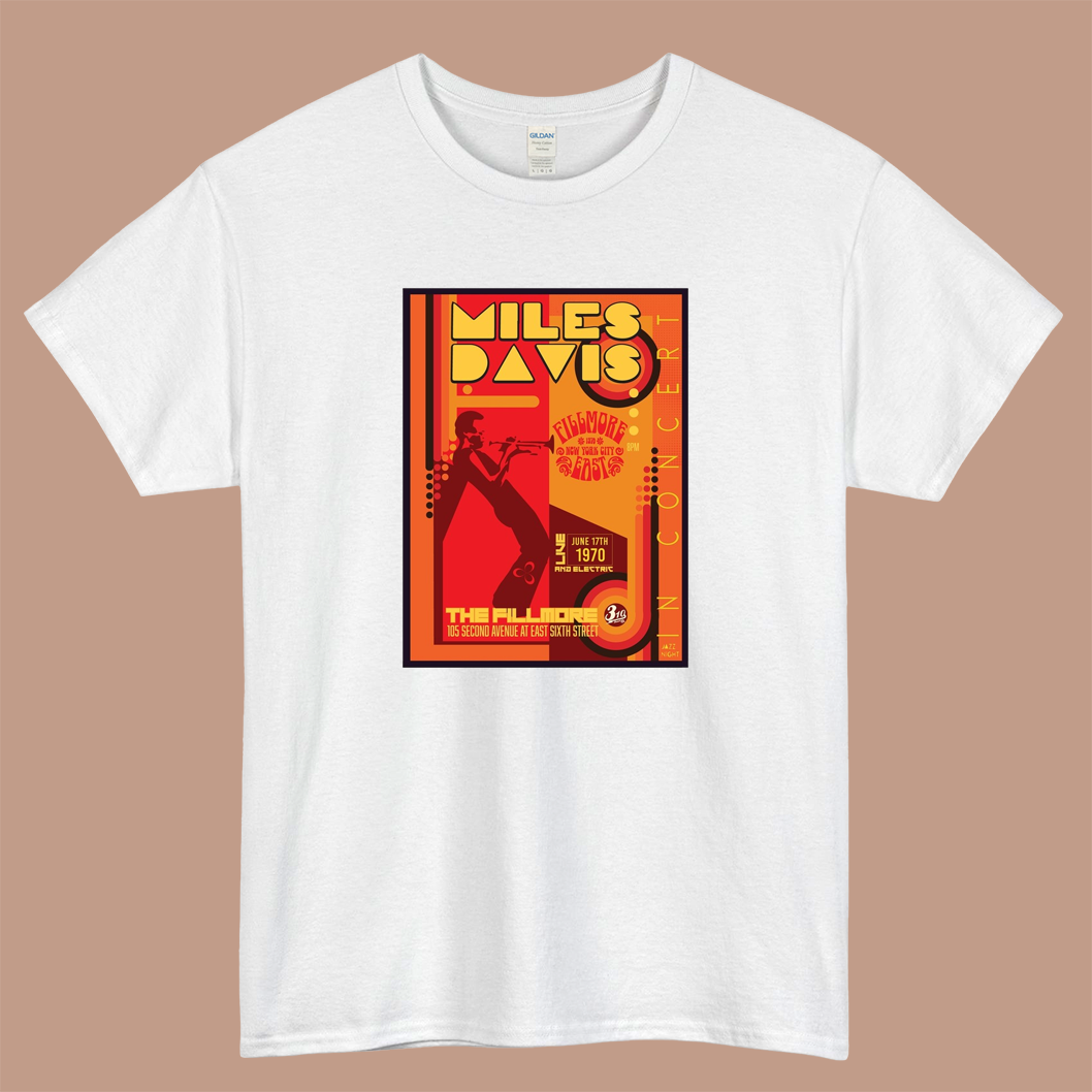 Miles Davis en el concierto de Fillmore Logo Mens Unisex Short Sleeve T-Shirt Size S-3XL - P
