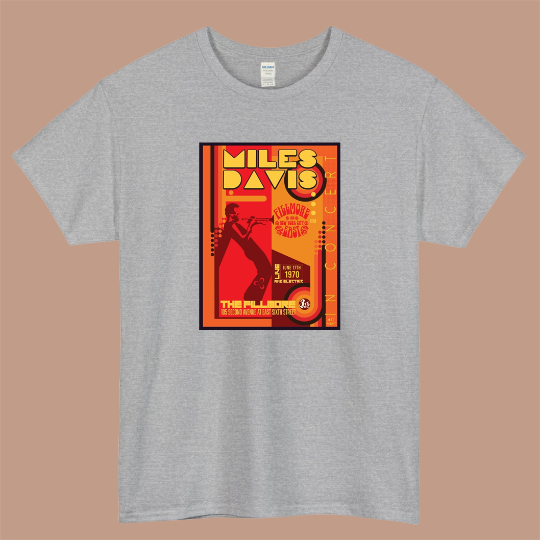 Miles Davis en el concierto de Fillmore Logo Mens Unisex Short Sleeve T-Shirt Size S-3XL - P