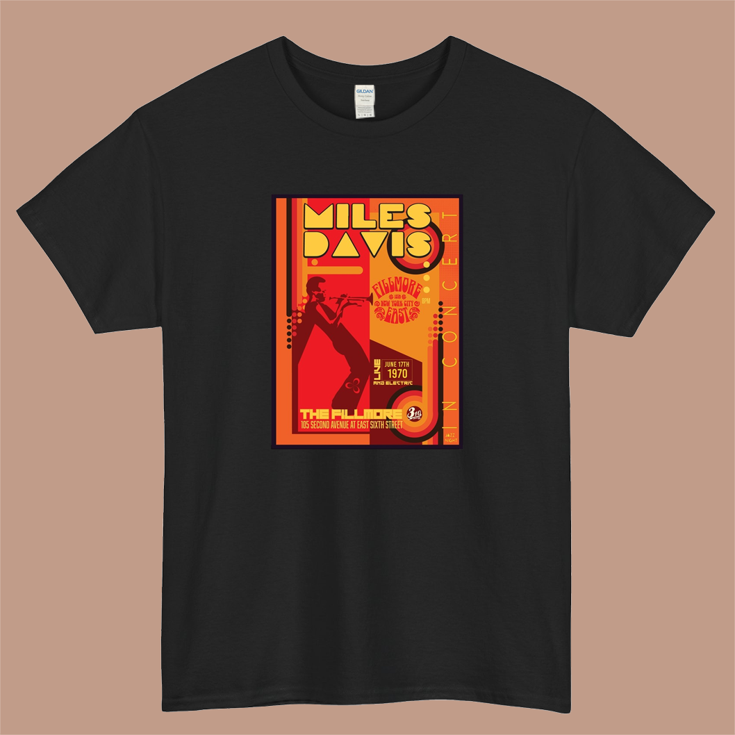 Miles Davis en el concierto de Fillmore Logo Mens Unisex Short Sleeve T-Shirt Size S-3XL - P