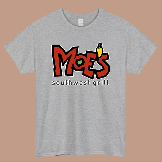 Moe's Southwest Grill Logo Mens Unisex Short Sleeve Gray T-Shirt Size S-3XL