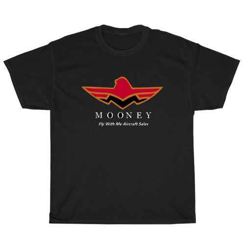 Mooney Aircraft Logo Mens Unisex Short Sleeve Black T-Shirt Size S-3XL