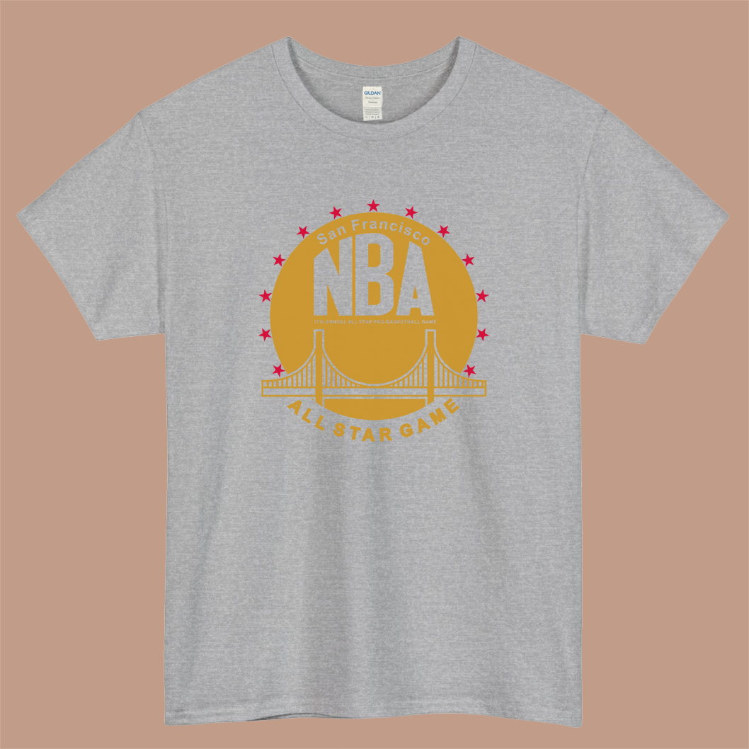 NBA All Star Game 1966 Logo Mens Unisex Short Sleeve Gray T-Shirt Size S-3XL