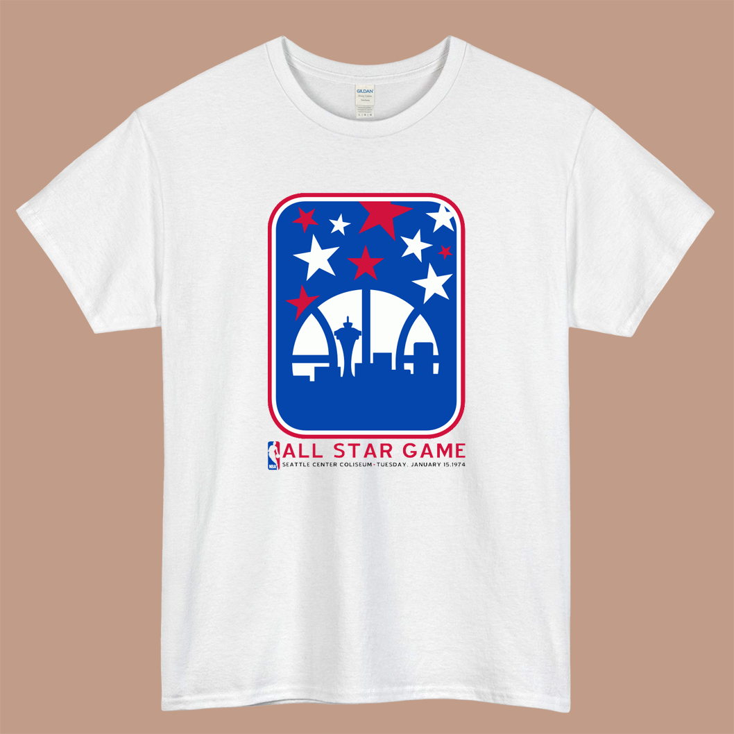 NBA All Star Game 1973 Logo Mens Unisex Short Sleeve White T-Shirt Size S-3XL
