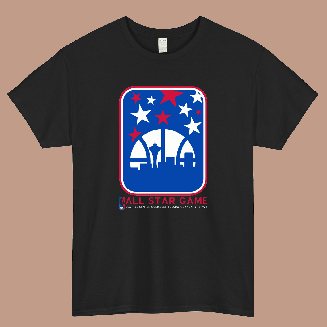 NBA All Star Game 1973 Logo Mens Unisex Short Sleeve Black T-Shirt Size S-3XL
