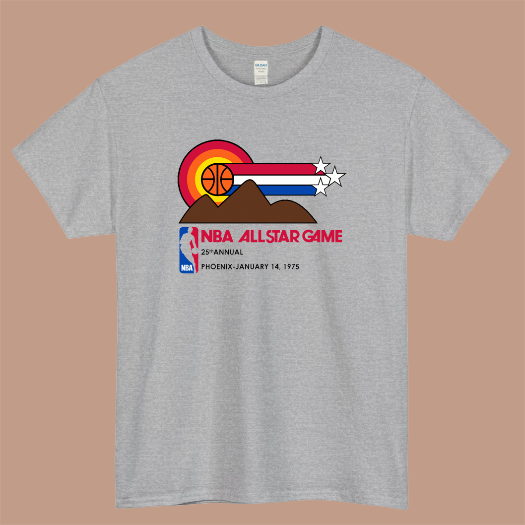 NBA All Star Game 1974 Logo Mens Unisex Short Sleeve Gray T-Shirt Size S-3XL