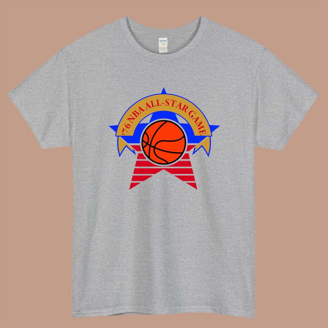 NBA All Star Game 1975 Logo Mens Unisex Short Sleeve Gray T-Shirt Size S-3XL