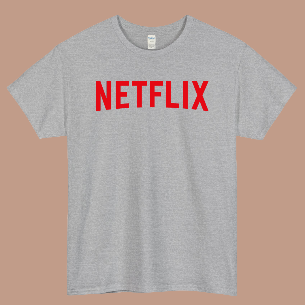NETFLIX Logo Mens Unisex Short Sleeve Gray T-Shirt Size S-3XL