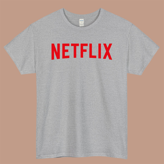 NETFLIX Logo Mens Unisex Short Sleeve Gray T-Shirt Size S-3XL
