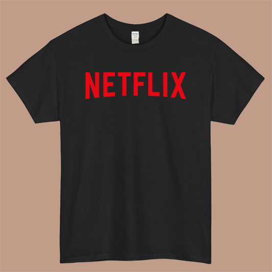 NETFLIX Logo Mens Unisex Short Sleeve Black T-Shirt Size S-3XL