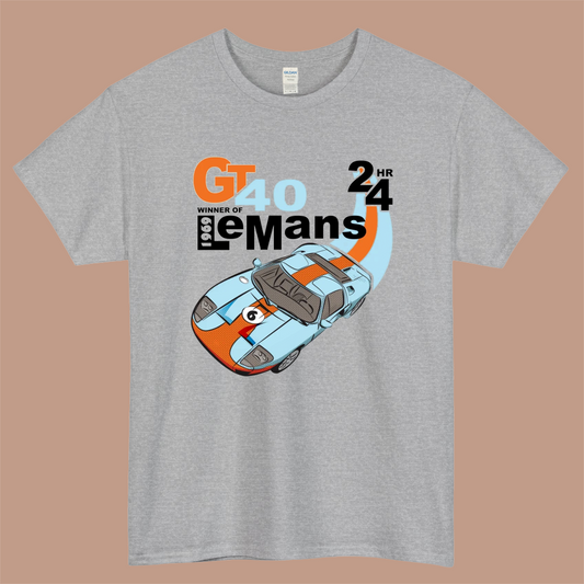 NEW Classic Ford GT40 Logo Mens Unisex Short Sleeve Gray T-Shirt Size S-3XL