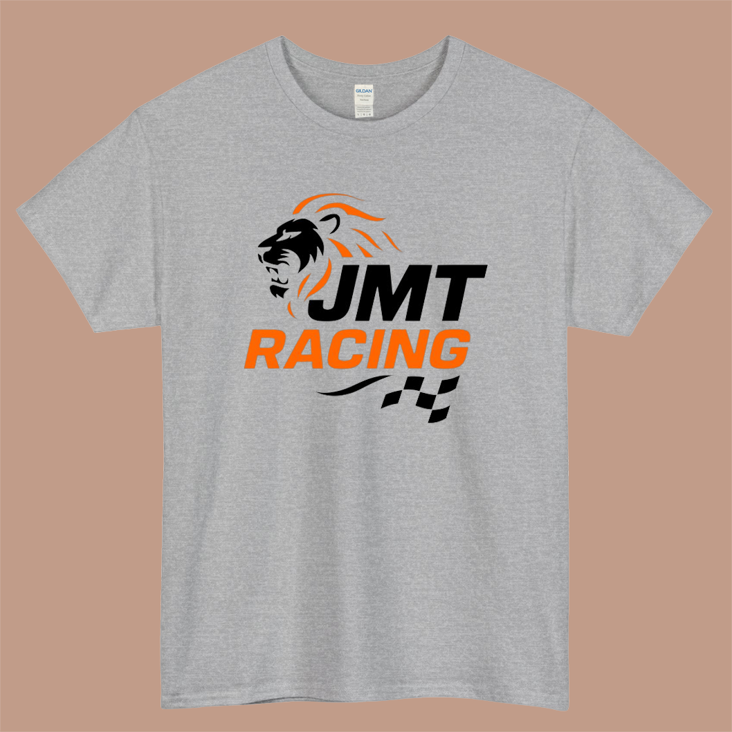 Nascar JMT Racing Logo Mens Unisex Short Sleeve Gray T-Shirt Size S-3XL