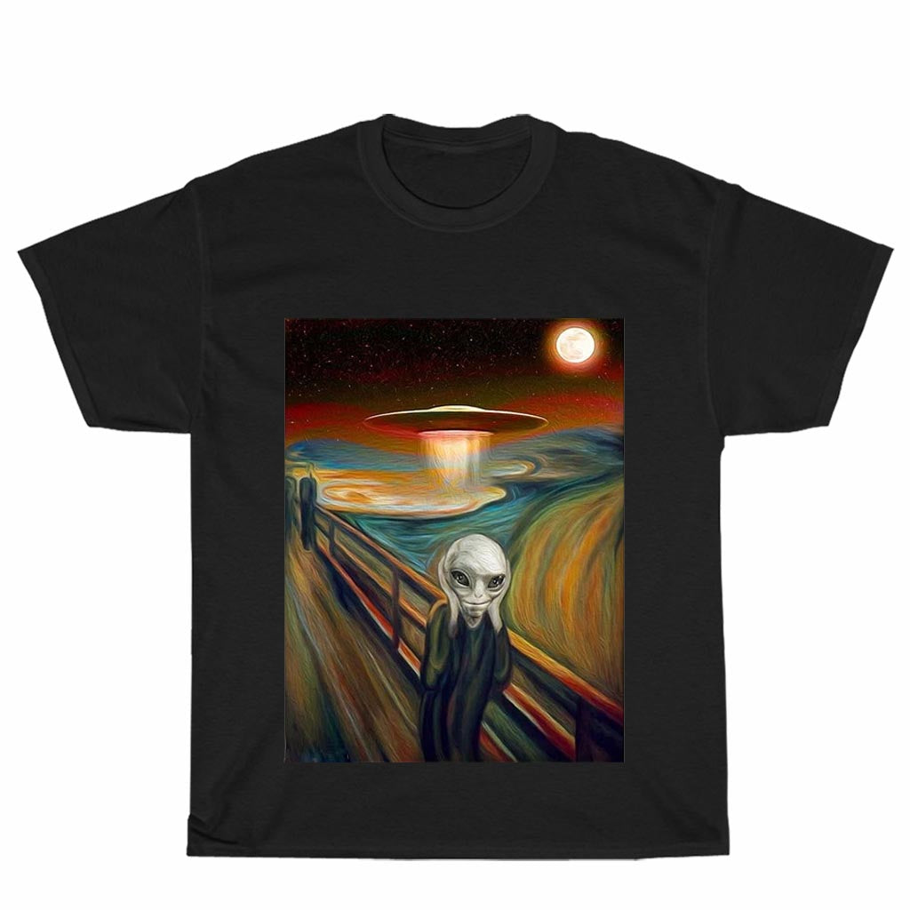 New Shirt Alien Scream Painting Logo American Funny Logo Unisex Men's T Shirt Size S to 3XL