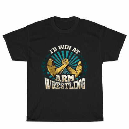New Shirt Arm Wrestling Mascot Logo T-Shirt American Funny Logo Unisex Men's T Shirt Size S to 3XL