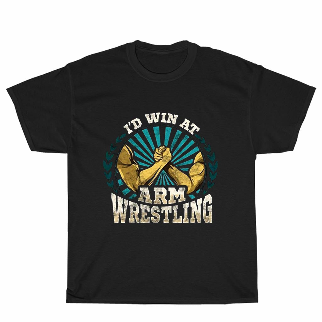 New Shirt Arm Wrestling Mascot Logo T-Shirt American Funny Logo Unisex Men's T Shirt Size S to 3XL