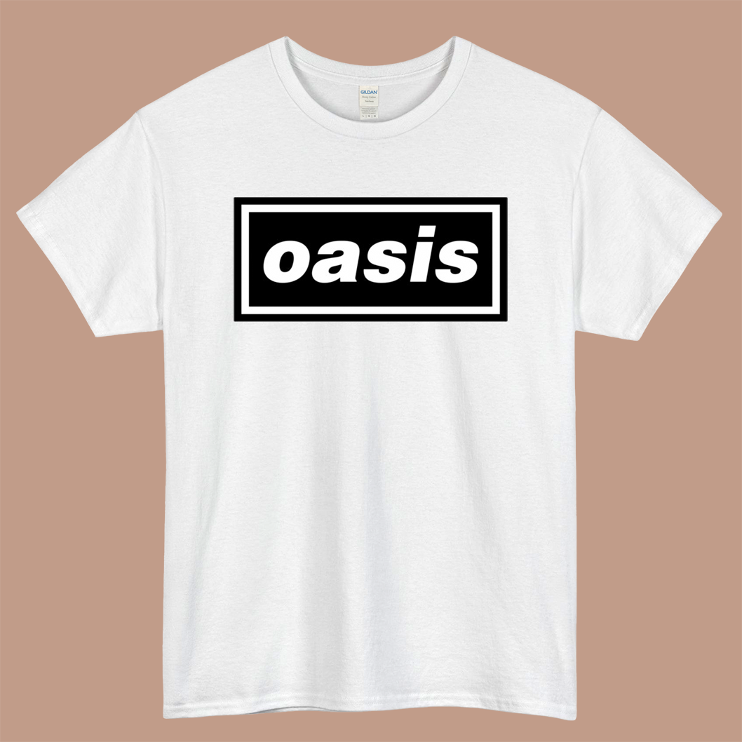 OASIS Band Logo Mens Unisex Short Sleeve White T-Shirt Size S-3XL
