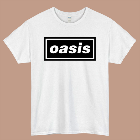 OASIS Band Logo Mens Unisex Short Sleeve White T-Shirt Size S-3XL