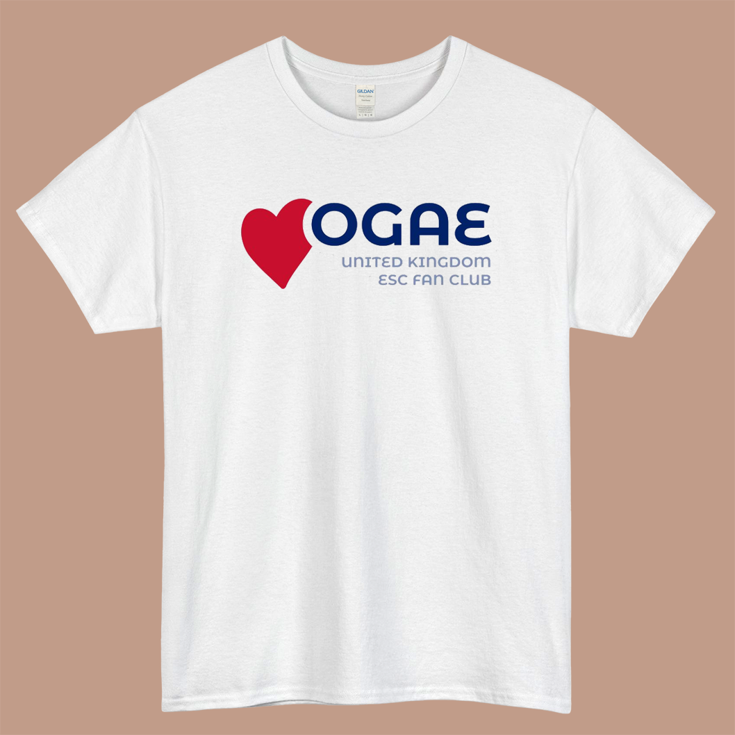 OGAE UK - ESC Logo Mens Unisex Short Sleeve White T-Shirt Size S-3XL