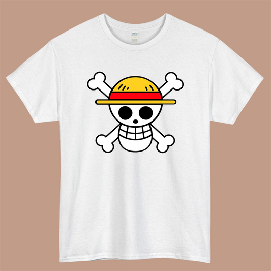 One Piece Flag Logo Mens Unisex Short Sleeve White T-Shirt Size S-3XL