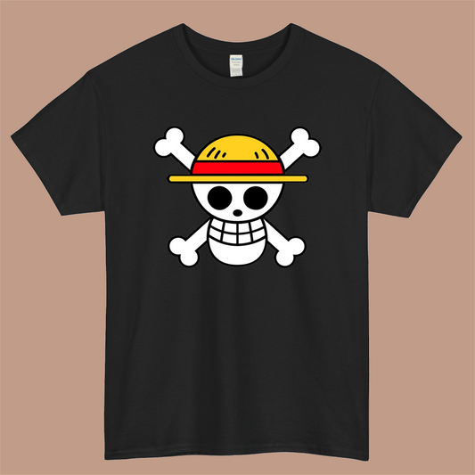 One Piece Flag Logo Mens Unisex Short Sleeve Black T-Shirt Size S-3XL