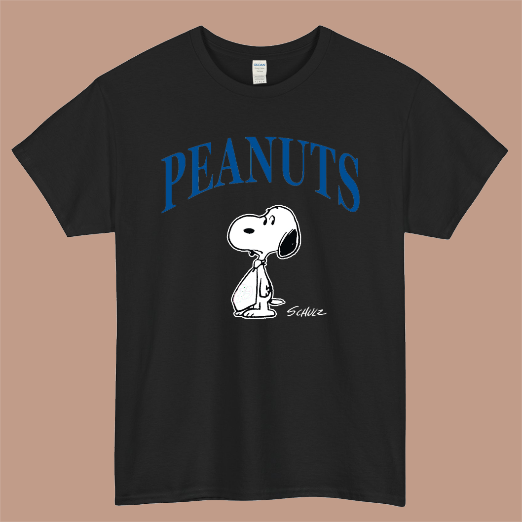 PEANUTS School Life Logo Mens Unisex Short Sleeve Black T-Shirt Size S-3XL