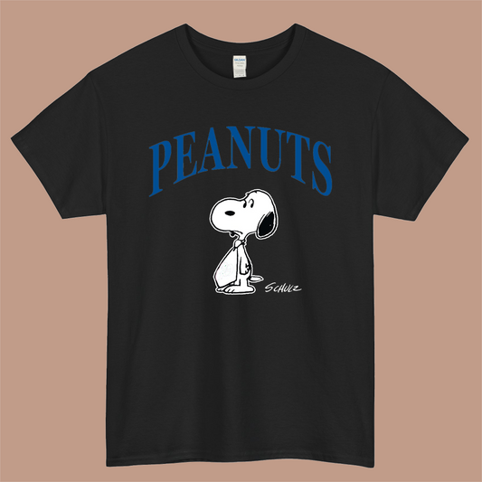 PEANUTS School Life Logo Mens Unisex Short Sleeve Black T-Shirt Size S-3XL