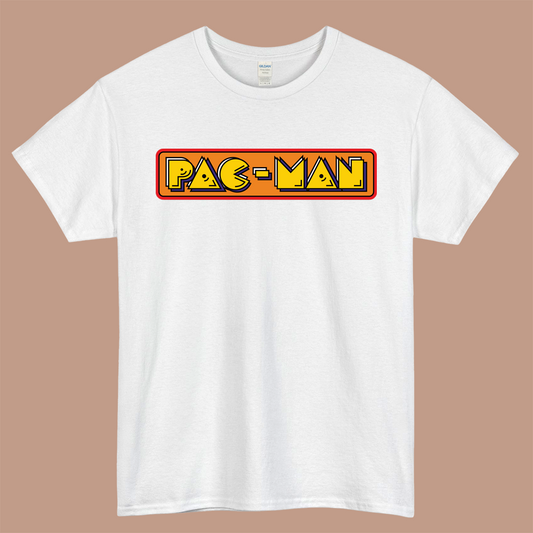 Pac-Man Logo Mens Unisex Short Sleeve White T-Shirt Size S-3XL