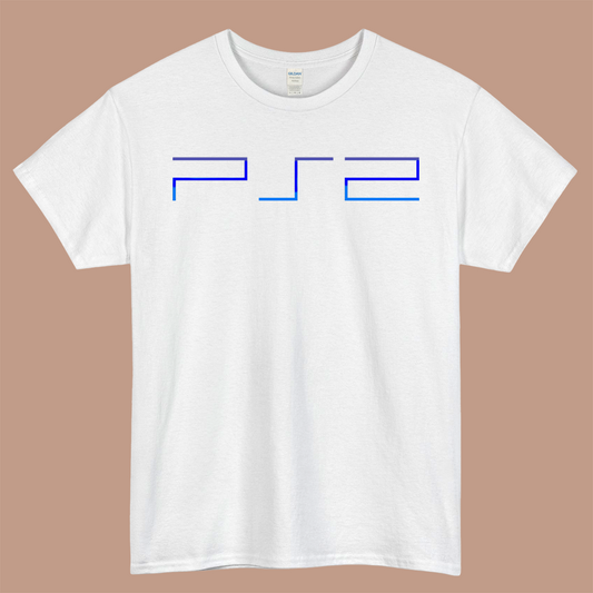 PlayStation 2 Logo Mens Unisex Short Sleeve White T-Shirt Size S-3XL