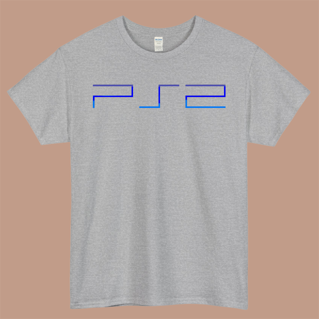 PlayStation 2 Logo Mens Unisex Short Sleeve Gray T-Shirt Size S-3XL