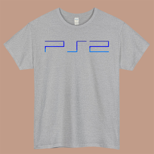 PlayStation 2 Logo Mens Unisex Short Sleeve Gray T-Shirt Size S-3XL