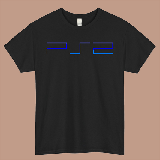 PlayStation 2 Logo Mens Unisex Short Sleeve Black T-Shirt Size S-3XL