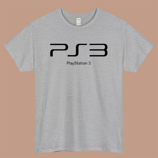 PlayStation 3 Logo Mens Unisex Short Sleeve Gray T-Shirt Size S-3XL