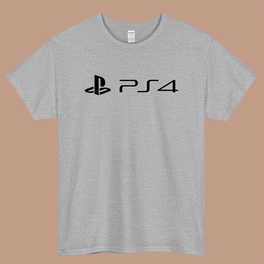 PlayStation 4 Logo Mens Unisex Short Sleeve Gray T-Shirt Size S-3XL
