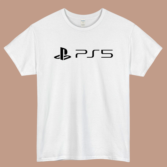 PlayStation 5 Logo Mens Unisex Short Sleeve White T-Shirt Size S-3XL