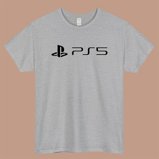PlayStation 5 Logo Mens Unisex Short Sleeve Gray T-Shirt Size S-3XL