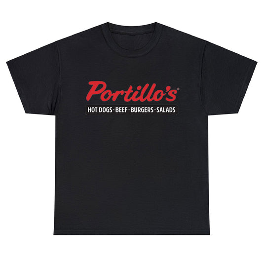 Portillo's Hot Dog Food Logo Unisex Men's T Shirt Size S to 3XL